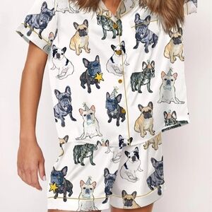 Women's French Bulldog Pajama Set, Size Small